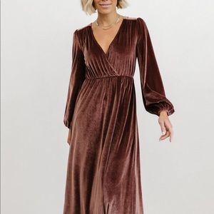Sadie ginger velvet long sleeve maxi dress